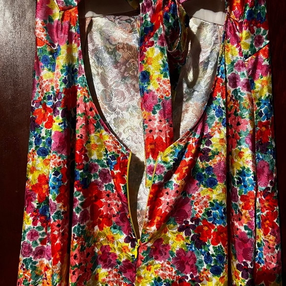 For Love & Lemons Merrill Midi Dress Cutout Tie-Back Bright Floral Size Medium - Picture 11 of 11